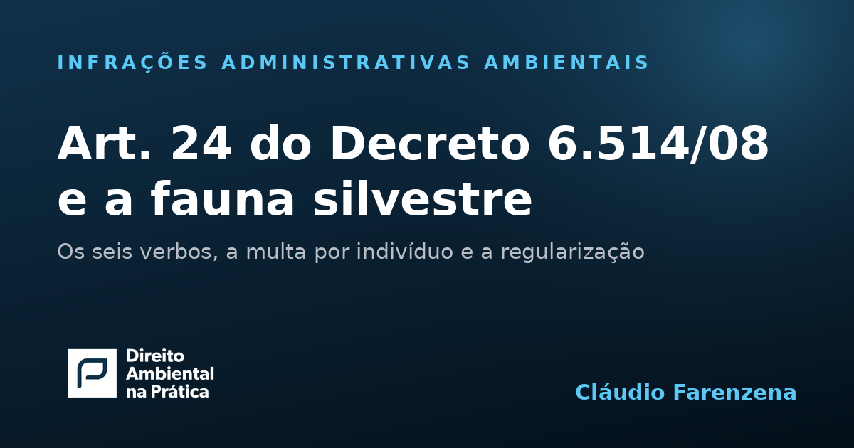 Art. 24 do Decreto 6.514/08: a infração de matar, caçar ou capturar fauna silvestre